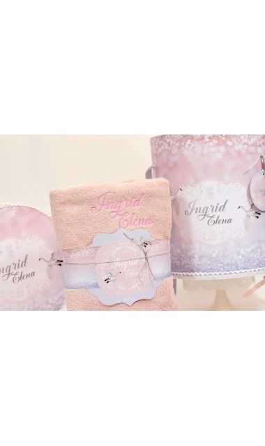 Trusou de botez pentru fetite, roz cu silver, lebada argintie  Silver Swan  27